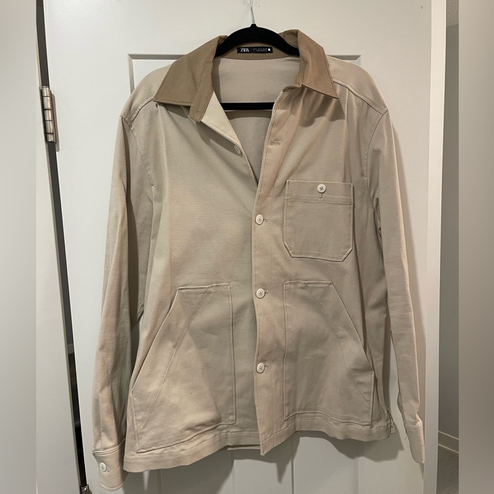Men’s Zara Tan Shirt Jacket, Size Large